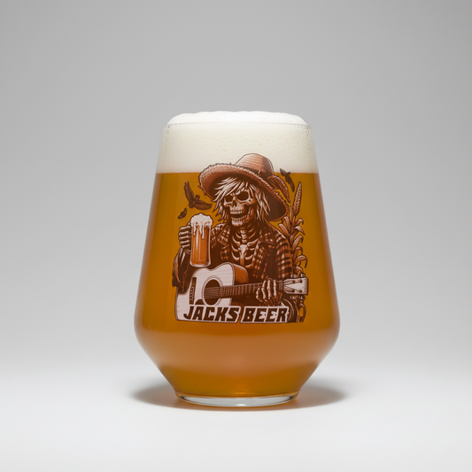 Personalised Beer Glass | Custom Printed Skeleton Cowboy First Glass Designs
