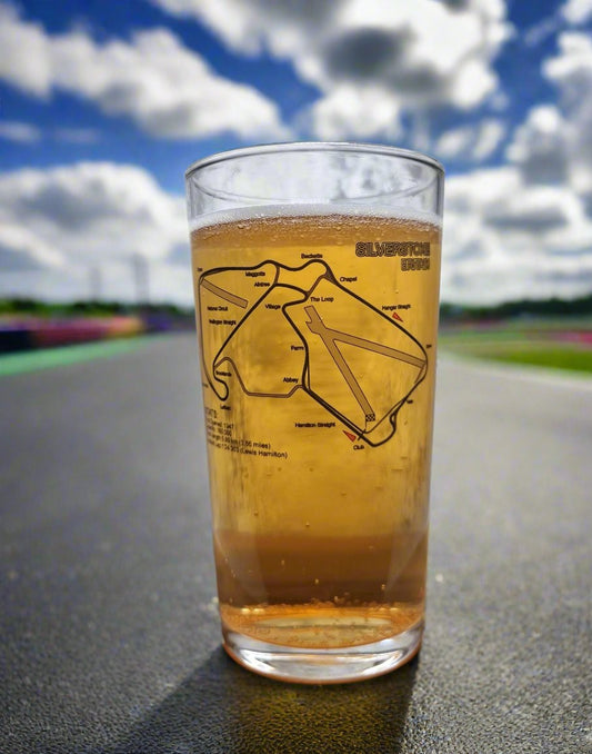 Formula 1 Circuit / Track Layout Beer Glass with Bamboo Coaster - Great Gift Idea for F1 Fan