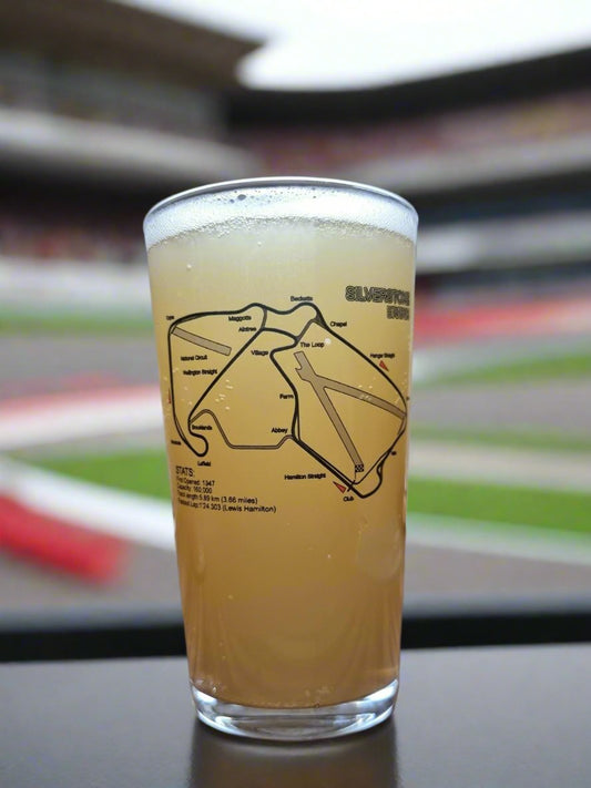 Formula 1 Circuit / Track Layout Beer Glass with Bamboo Coaster - Great Gift Idea for F1 Fan