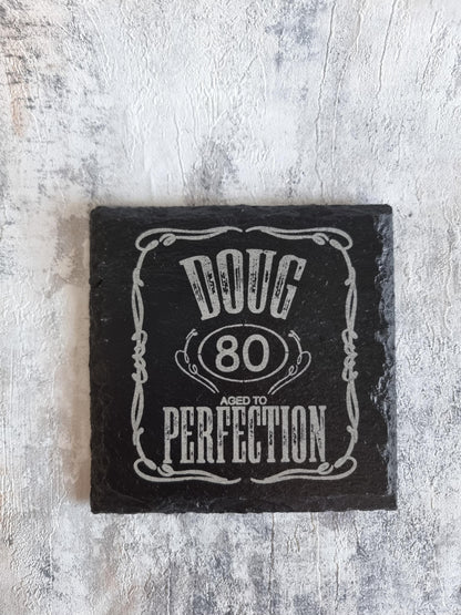 Custom Whiskey Glassware, Personalised Bourbon Glass, 18th 21st 30th 40th 50th 60th Birthday, Boy, Men, Gift, Husband, Add Your Name, Engraved Coaster