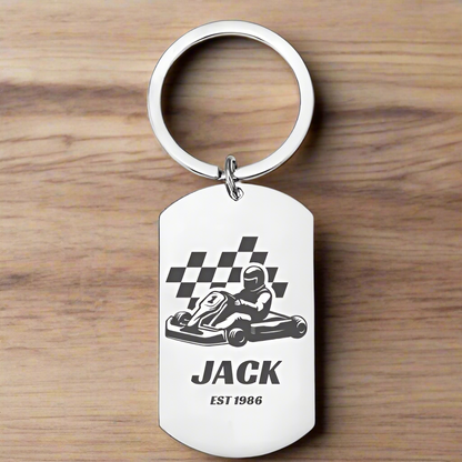 Personalised Go-Karting Keyring / Keychain - Perfect Gift Idea