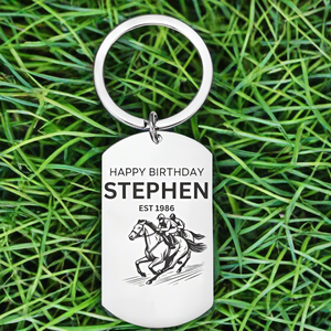 Personalised Engraved Horse Racing Grand National Keyring / Keychain - Perfect Gift Idea First Glass Designs