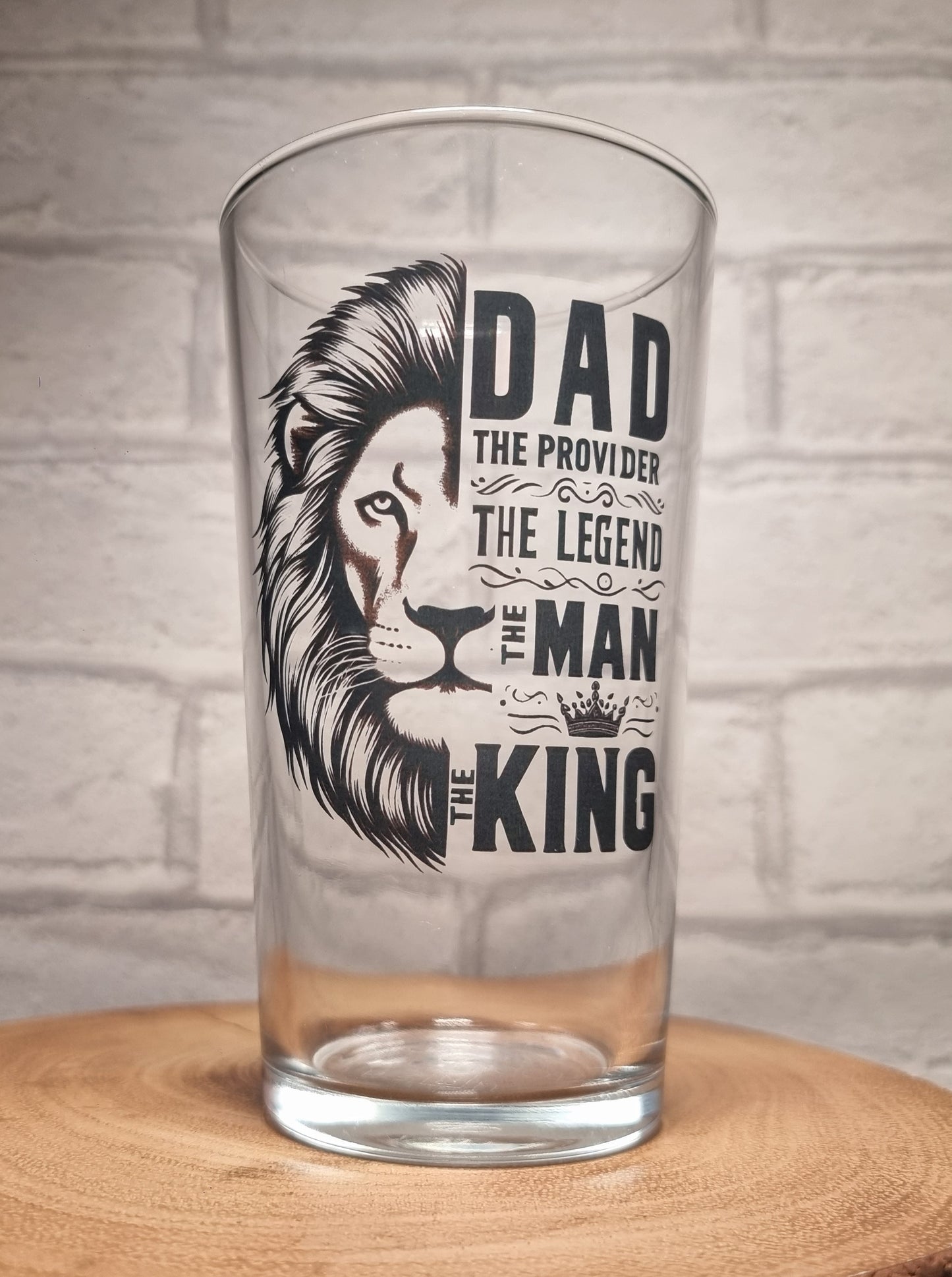 Beer Glass for Dad- King of Beers: Conical Glass - Dad: The Provider, The Legend, The Man