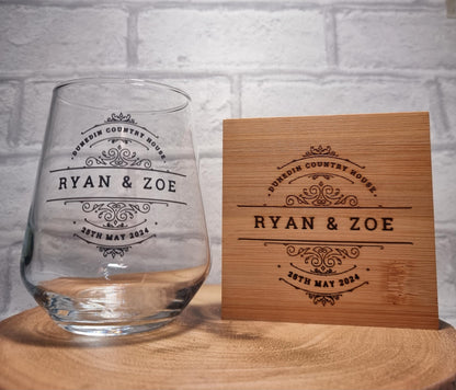 Unique Wedding Gift Box Set, personalised bespoke gift for bride and groom, toast glasses and keepsake box 