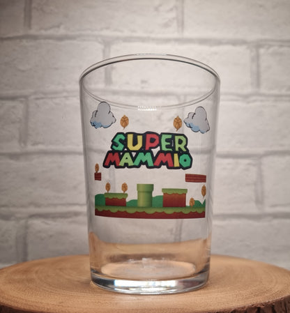 Super Mammio Beer Glass - Beer Tumbler Glass For Mum - Mario Inspired Gaming Mum Gift Idea - Super Mum
