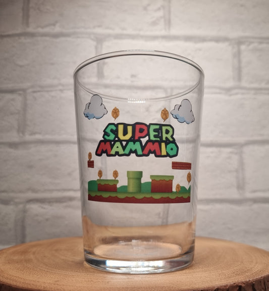 Super Mammio Beer Glass - Beer Tumbler Glass For Mum - Mario Inspired Gaming Mum Gift Idea - Super Mum