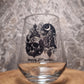 Gothic Sun & Moon Skull Glass, Featuring Bats & Eagles, Personalised Birthday Gift Idea For Goth Lovers, Whiskey, Beer, Cider Glass