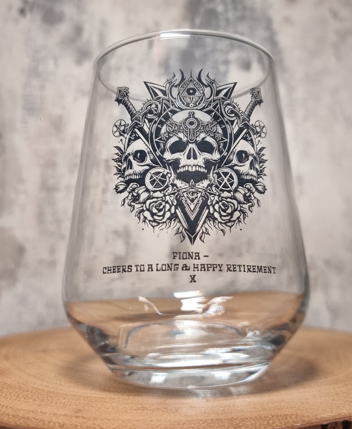 Gothic Baroque Momento Mori Skull Glass, Personalised Birthday Gift For Goth Lovers, Whiskey, Beer Glass