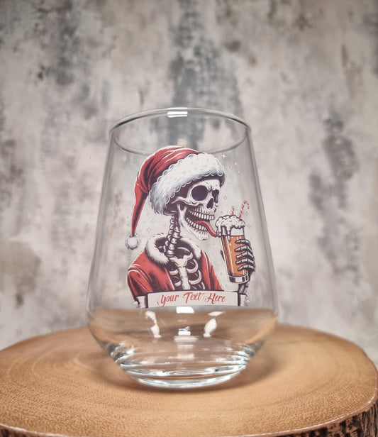 Personalised Skull Santa Beer Glass – Custom Christmas Gift for Beer Lovers