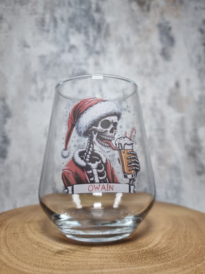 Personalised Skull Santa Beer Glass – Custom Christmas Gift for Beer Lovers FirstGlassDesigns
