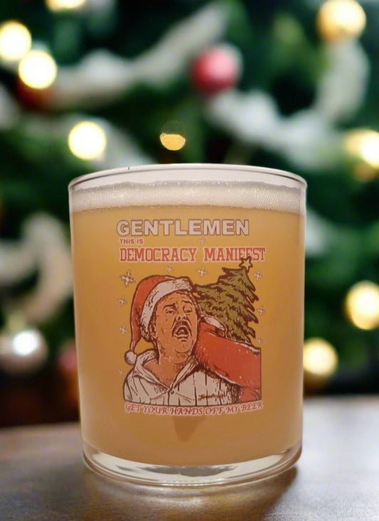 Gentleman, This is Democracy Manifest Xmas Beer Glass | Funny Meme Christmas Glassware