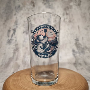 Personalised Country & Western Music Glass –  Gift For Country Fans - Ink Printed, Dishwasher Safe | Custom Text & Optional Bamboo Coaster First Glass Designs