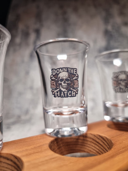 6 x Personalised Shot glasses with Paddle -Great Custom Gift Idea