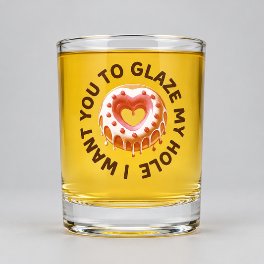 Rude Donut Rocks Glass | Custom Printed Valentine's Gift First Glass Designs