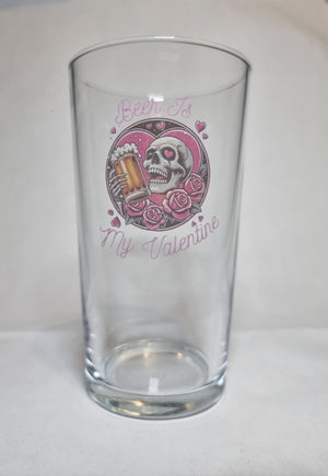 Beer Is My Valentine’ Skull Beer Glass – Fun Valentine’s Gift for Beer Lovers First Glass Designs
