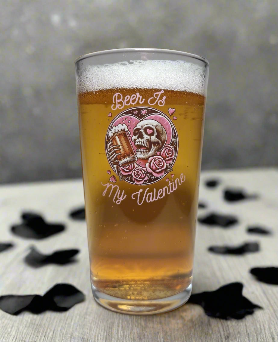 Beer Is My Valentine’ Skull Beer Glass – Fun Valentine’s Gift for Beer Lovers