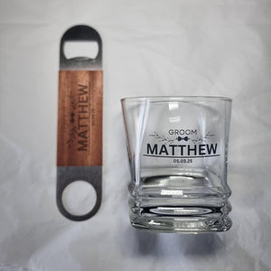 Personalised Wedding Tumbler Whiskey Glass For Groom, Best Man, Groomsman – Custom Name & Wedding Date Gift Favours First Glass Designs