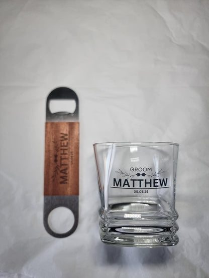 Personalised Wedding Tumbler Whiskey Glass For Groom, Best Man, Groomsman – Custom Name & Wedding Date Gift Favours
