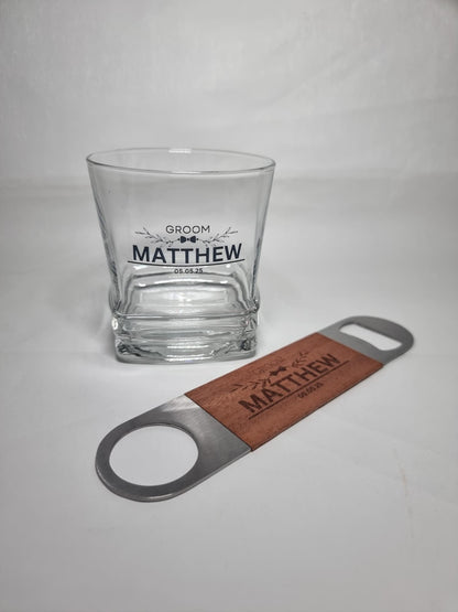Personalised Wedding Tumbler Whiskey Glass For Groom, Best Man, Groomsman – Custom Name & Wedding Date Gift Favours