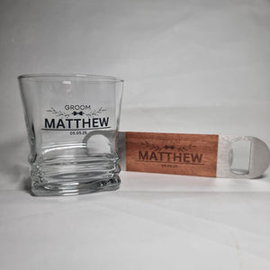 Personalised Wedding Tumbler Whiskey Glass For Groom, Best Man, Groomsman – Custom Name & Wedding Date Gift Favours First Glass Designs