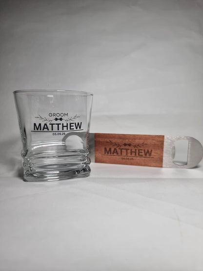 Personalised Wedding Tumbler Whiskey Glass For Groom, Best Man, Groomsman – Custom Name & Wedding Date Gift Favours