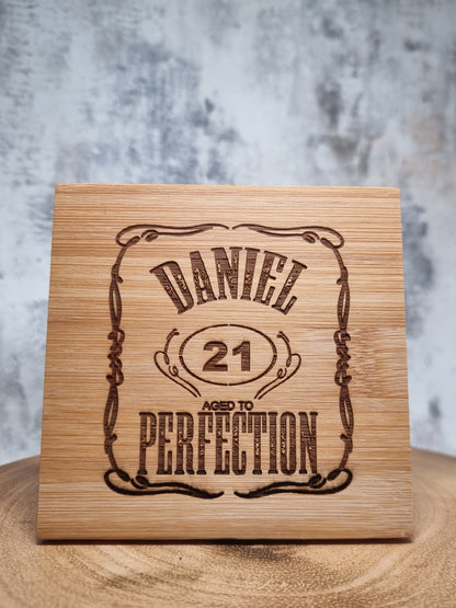 Personalised Bamboo Engraved Drinks Coaster