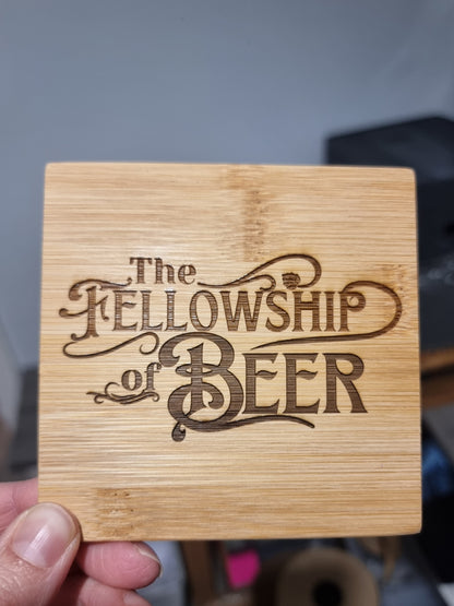 Personalised Bamboo Engraved Drinks Coaster