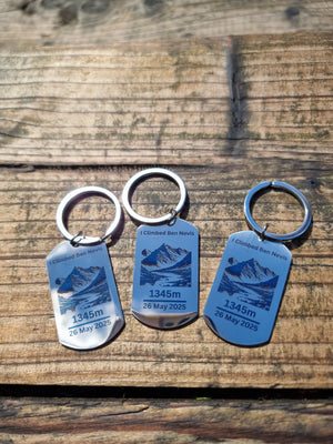 Personalised Ben Nevis Keyring – Custom Name & Climb Date – Summit Achievement Gift – UK Mountain Hiker Keepsake – Climbing Memento FirstGlassDesigns