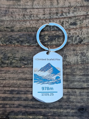 Personalised Scafell Pike Keyring – Custom Name & Climb Date – England’s Highest Peak Gift – Mountain Hiking Keepsake – Scafell Pike 978m Memento FirstGlassDesigns