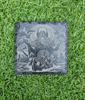 Norse Viking Mythology God Odin Slate / Bamboo Coaster Home Decor Gift First Glass Designs