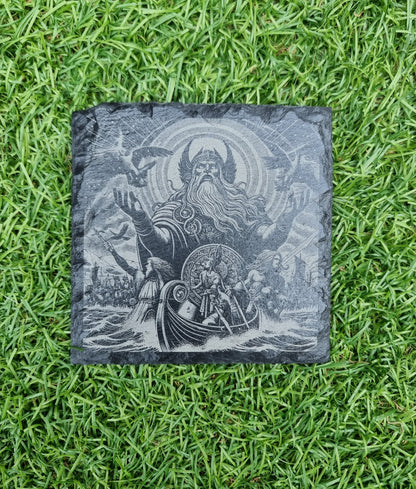 Norse Viking Mythology God Odin Slate / Bamboo Coaster Home Decor Gift
