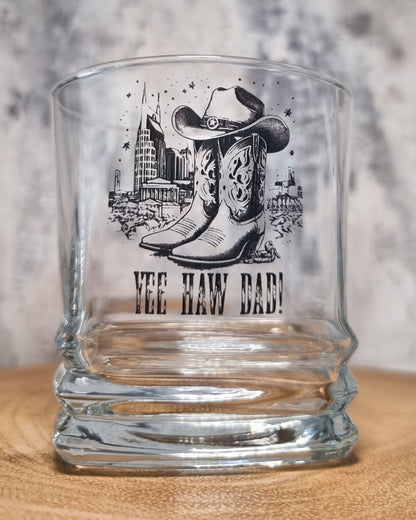 Personalised Cowboy Hat & Boots with Nashville Skyline – Rustic Western Line Art