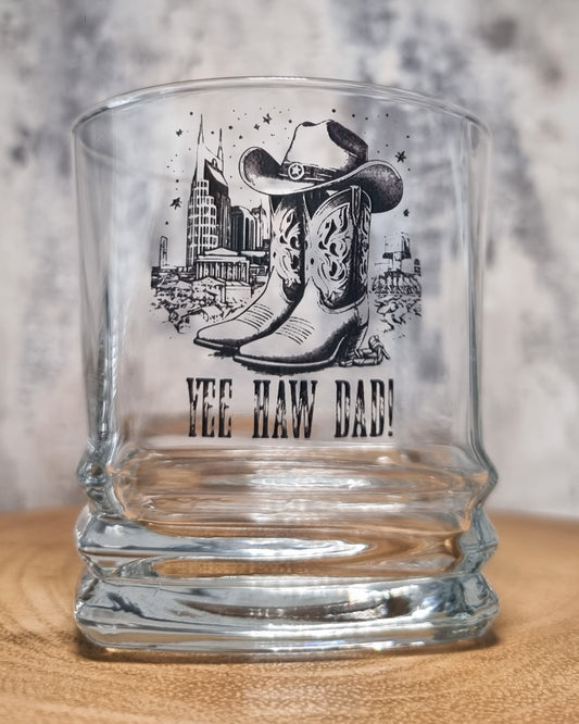 Personalised Cowboy Hat & Boots with Nashville Skyline – Rustic Western Line Art