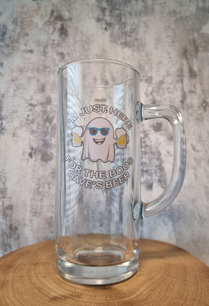 Halloween Party Ghostly Beer Spectar Glass: 'I'm Just Here for the Boos