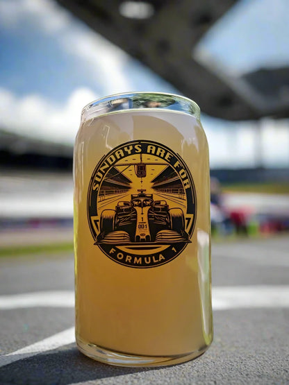 Formula Racing 1 Pint Beer Glass, Sundays Are For Formula One, Option To Personalise, Can Glass, F1, Racing, Gift Idea for Him, Her, Dad, Boyfriend