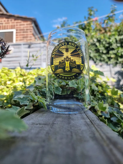 Formula Racing 1 Pint Beer Glass, Sundays Are For Formula One, Option To Personalise, Can Glass, F1, Racing, Gift Idea for Him, Her, Dad, Boyfriend