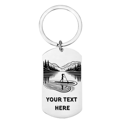 Personalised paddle boarder SUP design with custom name and text.