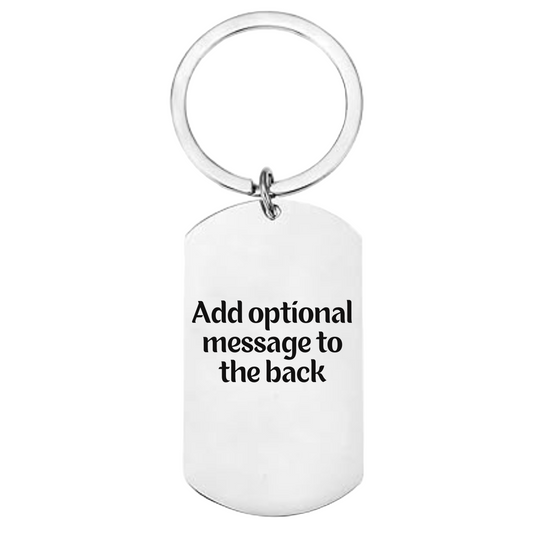 Stainless steel keyring with bearded dragon design and personalised engraving