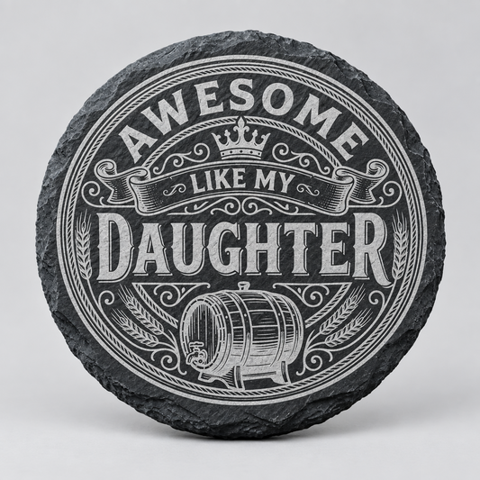Laser Engraved Slate Coaster | Gift for Daughter First Glass Designs