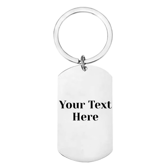 Back of personalised tennis keyring showing laser engraved custom text