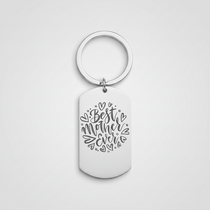 Personalised Engraved Mum Keyring – "Best Mother Ever" Custom Gift for Mum, Birthday, Mother’s Day Keepsake First Glass Designs