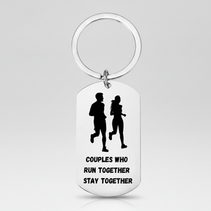 Couples Keyring | Laser Engraved Running Gift with Message First Glass Designs