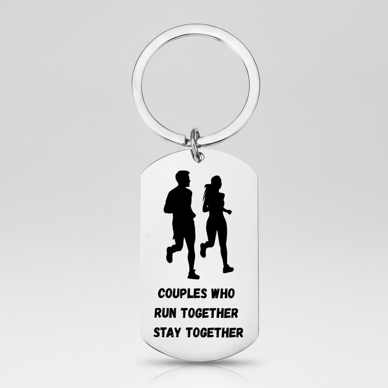 Couples Keyring | Laser Engraved Running Gift with Message First Glass Designs