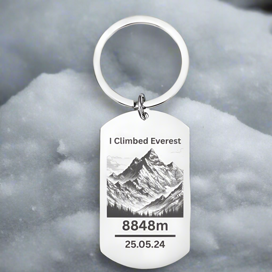 Personalised Mount Everest Keyring – Custom Name & Summit or Trek Date – Everest Base Camp or Summit Achievement Gift – Climbing Memento – 8,848m Keepsake