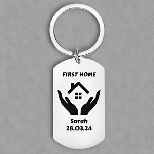 Personalised Engraved First Home Keyring – Custom Housewarming Gift with Name & Date FirstGlassDesigns