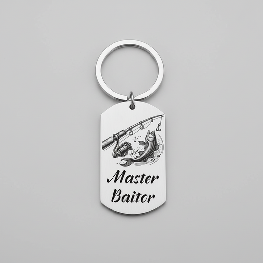 Fishing Keyring – “Master Baitor” Design | Perfect Gift For Anglers First Glass Designs