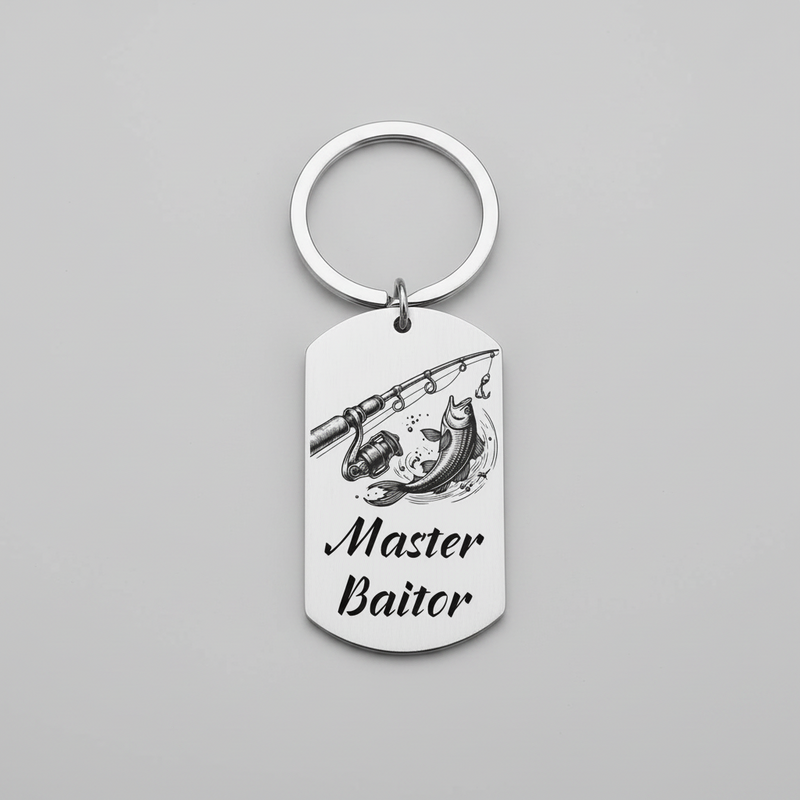 Fishing Keyring – “Master Baitor” Design | Perfect Gift For Anglers First Glass Designs