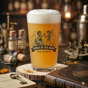 Personalised Day of the Dead Pint Glass | Custom Text Gothic Beer Gift First Glass Designs