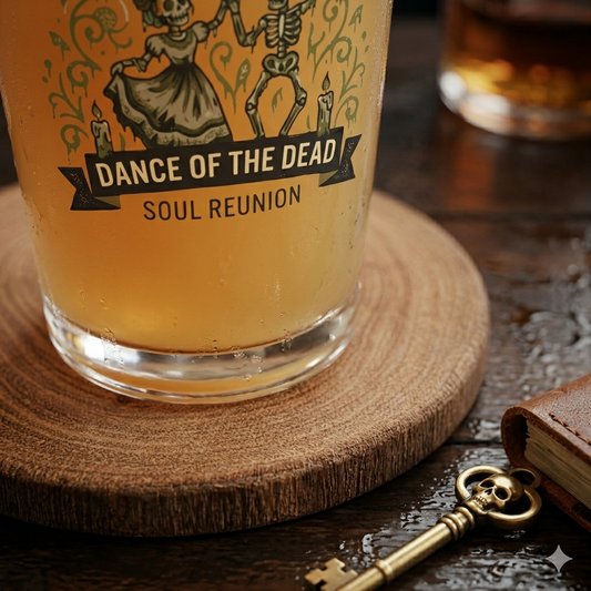 Personalised Day of the Dead Pint Glass | Custom Text Gothic Beer Gift FirstGlassDesigns
