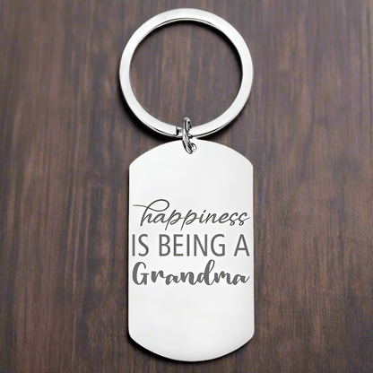 Personalised Engraved Grandma Keyring – "Happiness is Being the Best Grandma" Custom Gift
